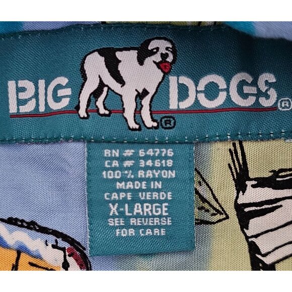 Big Dogs Mens X-Large Button-Down Hawaiian Shirt With Cocktail Print 100% Rayon - Picture 4 of 4